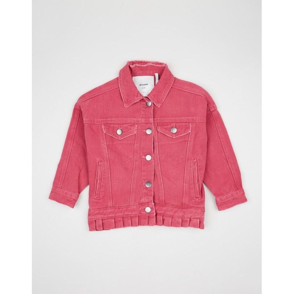 One Teaspoon NWT Girl's All Star Denim Jacket in Ruby Size 9-10 MSRP‎ $159